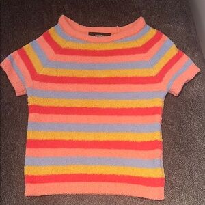 Orange and Yellow Short Sleeve Tee with Stripes